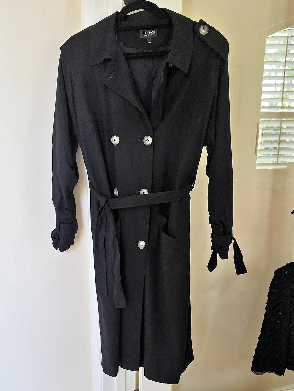 Topshop Black Trench Coat Size 4 Like New